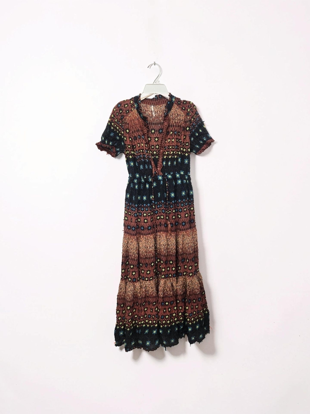 Free People Multicolor Patterned Tiered Maxi Dress